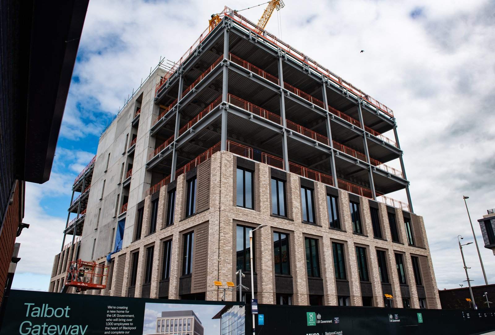 MOD office, Talbot Gateway: Cladding appears on the frame (May 2026)